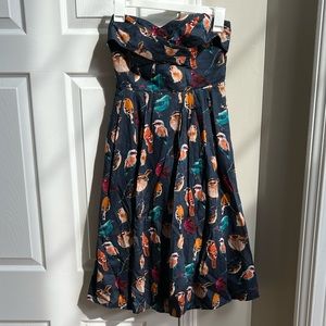 Maeve Strapless Dress Size 0 Bird Print